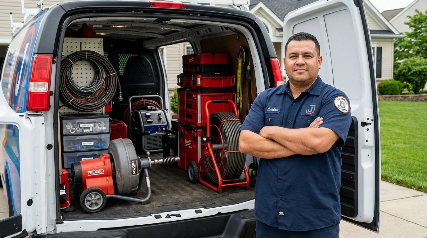 Professional drain cleaning equipment and Johns Plumbing LLC plumber in Booneville